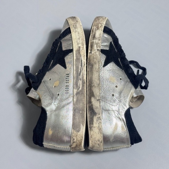 Golden Goose Superstar Silver Leather Sneakers Sz 38 / 7.5 US AUTHENTIC - Picture 4 of 11